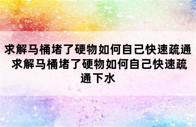 求解马桶堵了硬物如何自己快速疏通 求解马桶堵了硬物如何自己快速疏通下水